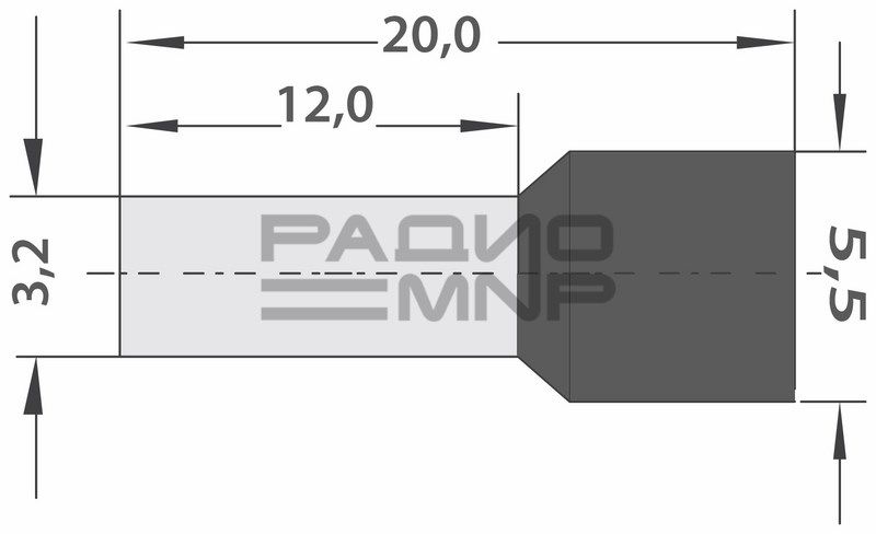 Наконечник штыревой втулочный изолированный серый F-18мм 4мм.кв. (НШВи 4.0-18) "Rexant" 2