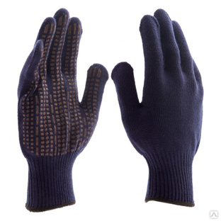 Перчатки трикотажные, акрил, ПВХ гель, "Протектор", синий, оверлок Россия Сибртех #1