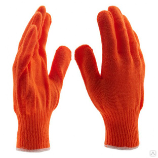 Перчатки трикотажные акрил, оранжевый оверлок Россия Сибртех #1