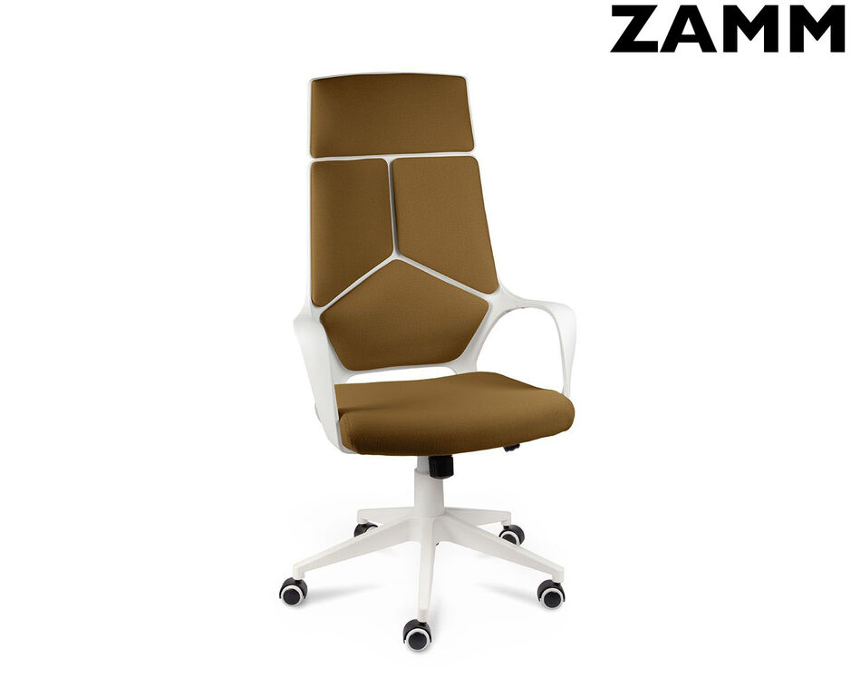 Кресло офисное / IQ / белый пластик / горчичная ткань ZAMM