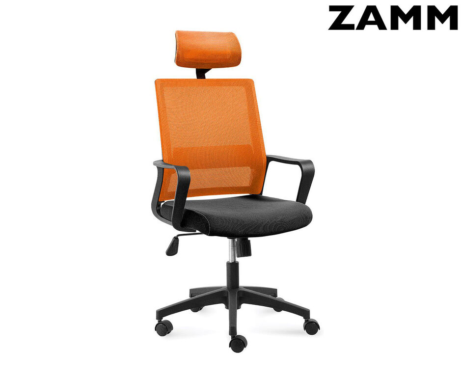 Кресло офисное / Бит / черный пластик / оранжевая сетка / черная ткань ZAMM