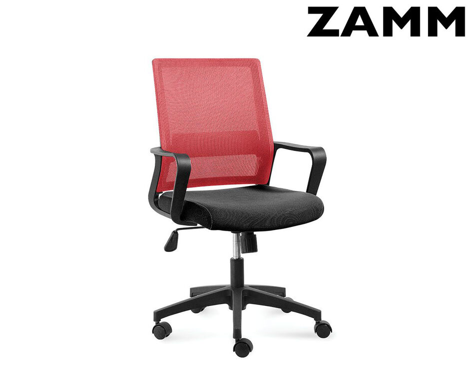 Кресло офисное / Бит LB / черный пластик / красная сетка / черная ткань ZAMM