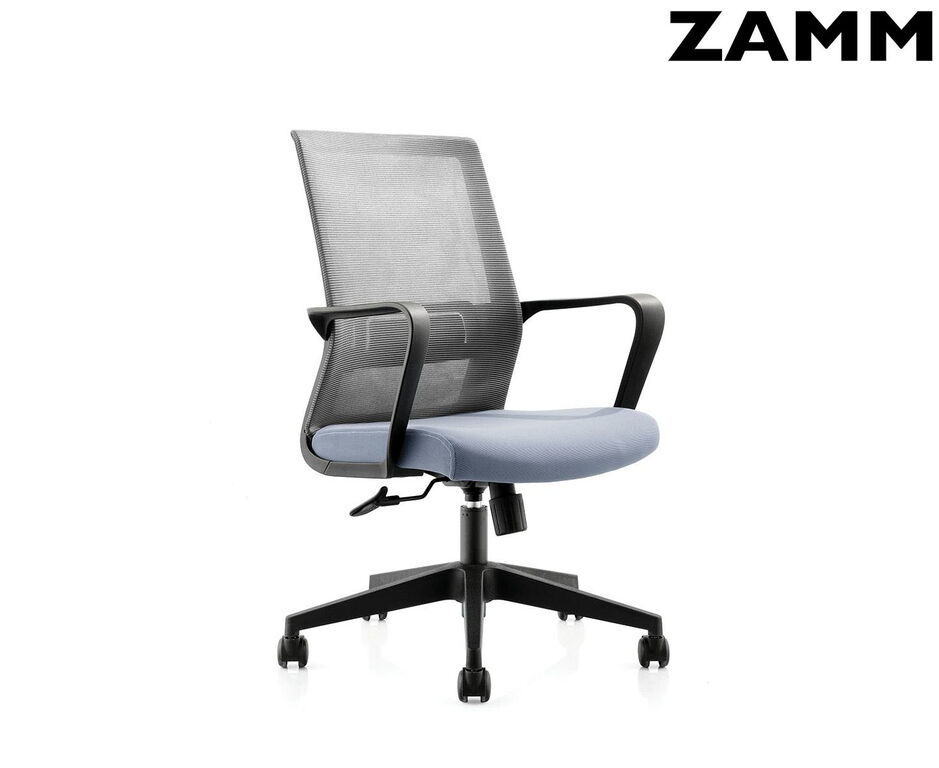 Кресло офисное / Интер LB / черный пластик / серая сетка / серая ткань ZAMM