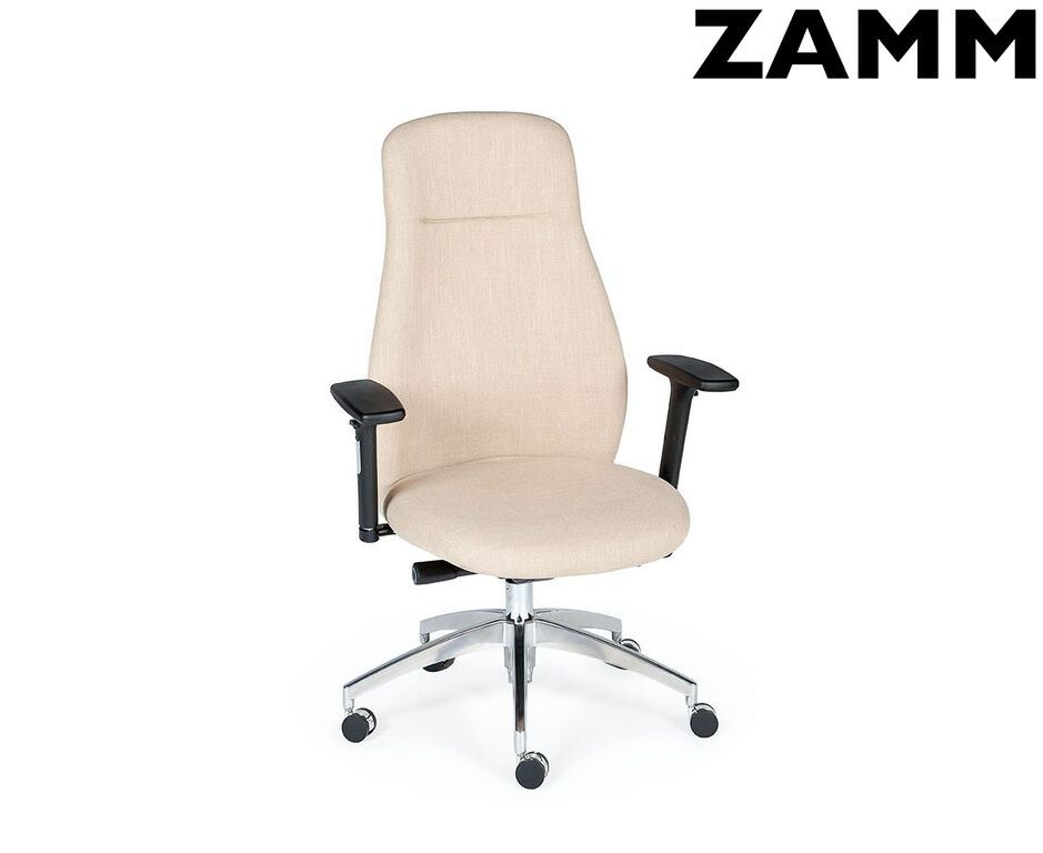 Кресло офисное / Мальта / хром крестовина / черные подлокотники / бежевая ткань ZAMM