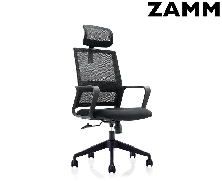 Кресло офисное / Практик / черный пластик / черная сетка / черная ткань ZAMM