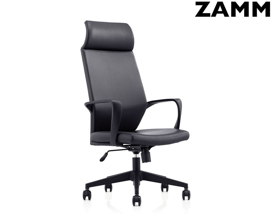 Кресло офисное / Союз / черный пластик / черная экокожа ZAMM