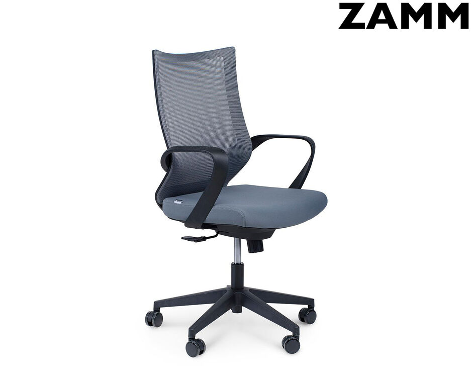 Кресло офисное / Спэйс LB / черный пластик / черная сетка / т.серая ткань ZAMM