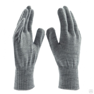 Перчатки трикотажные, акрил, серая туча, двойная манжета Россия Сибртех #1