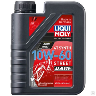 Синтетическое моторное масло Liqui Moly 1525, Racing Synth 4T, 10W-60 SL, MA-2 (1л) 